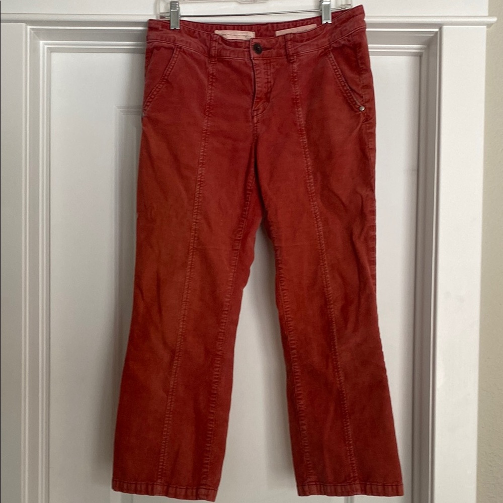 Pilcro and the Letterpress Rust Corduroy Cropped Pants